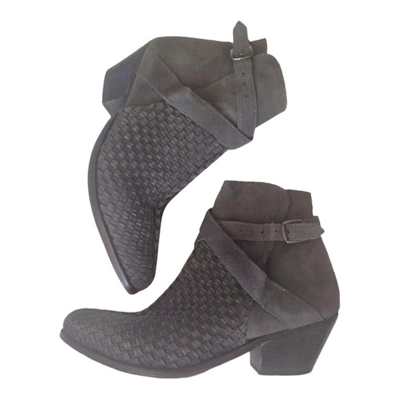 NIB $198 Free People Booties 8 Gray Yellowstone Western Hand Woven Leather 38 - Picture 9 of 16